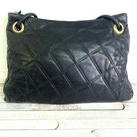 BERNARD NERSON PARIS BLACK STITCH GENUINE LEATHER MEDIUM SHOULDER BAG HANDBAG - Picture 2 of 11